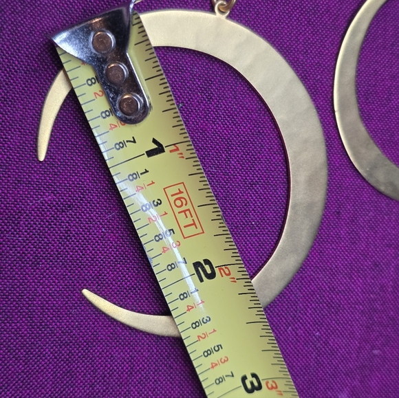 RARE-RLM Studio Hammered Brass Moon Pendant 18" Necklace & Matching Earrings Set - Picture 9 of 16